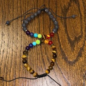 Colorful lava rock and tigers eye Bracelets